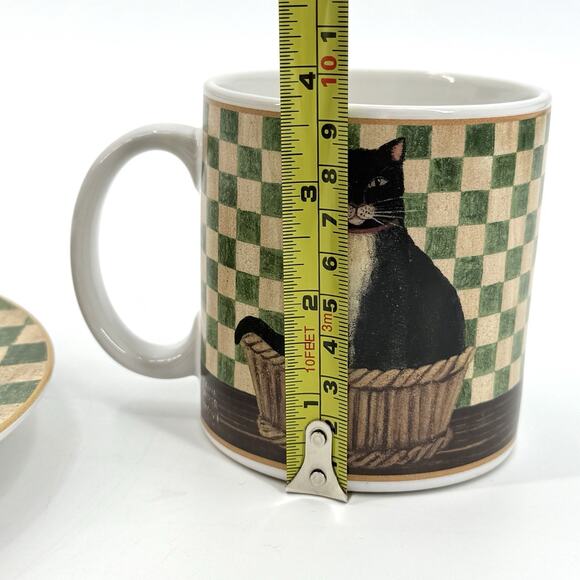 VTG 2004 Country Kitties Set/2 Coffee Mug Dessert Plate Black Cat DC Brown Co. - Picture 9 of 10